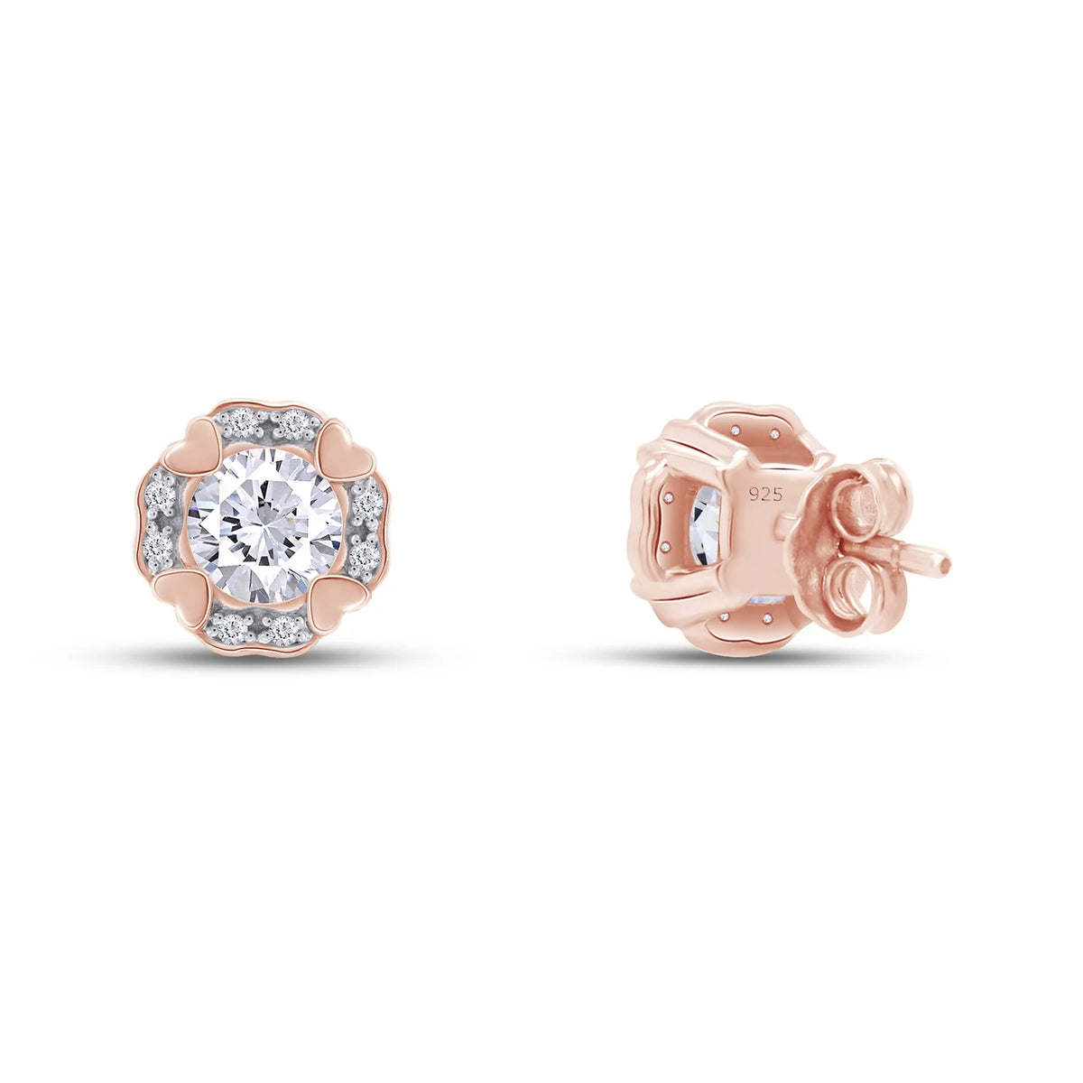 Moissanite Stud Earring 1 Carat 5MM D Color VVS1 Prong Setting 18K Rose Gold Over Sterling Silver Y441332
