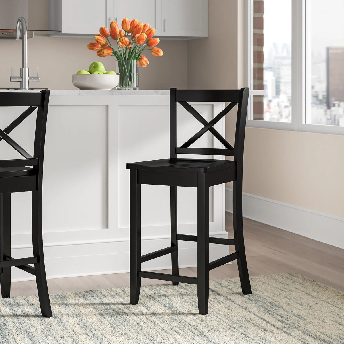 Black Wood 24-Inch Counter Stool S457