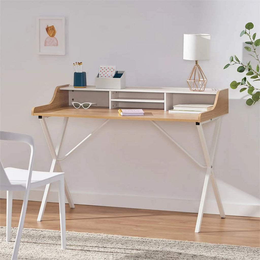 Oak and White Computer Desk Z2894
