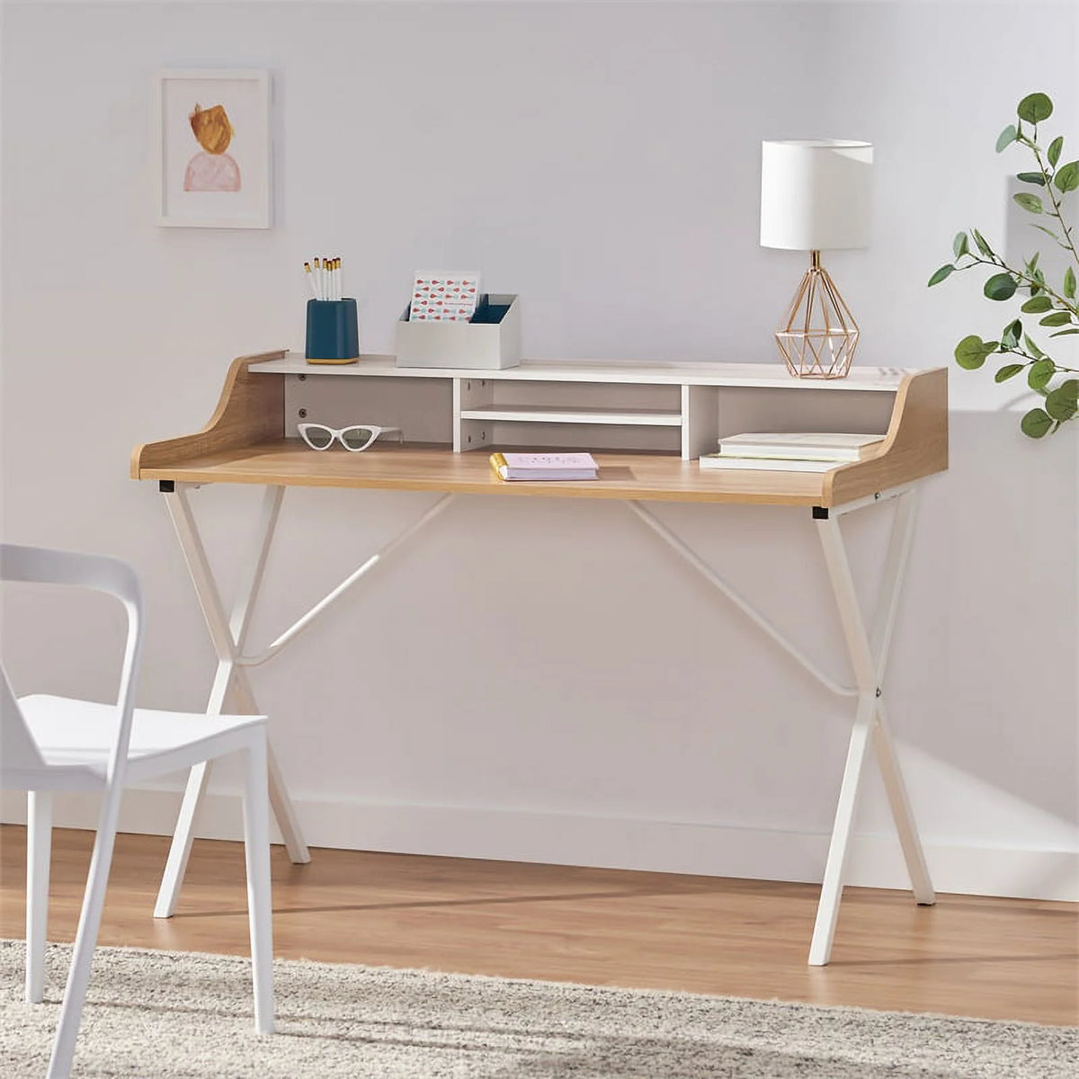 Oak and White Computer Desk Z2894