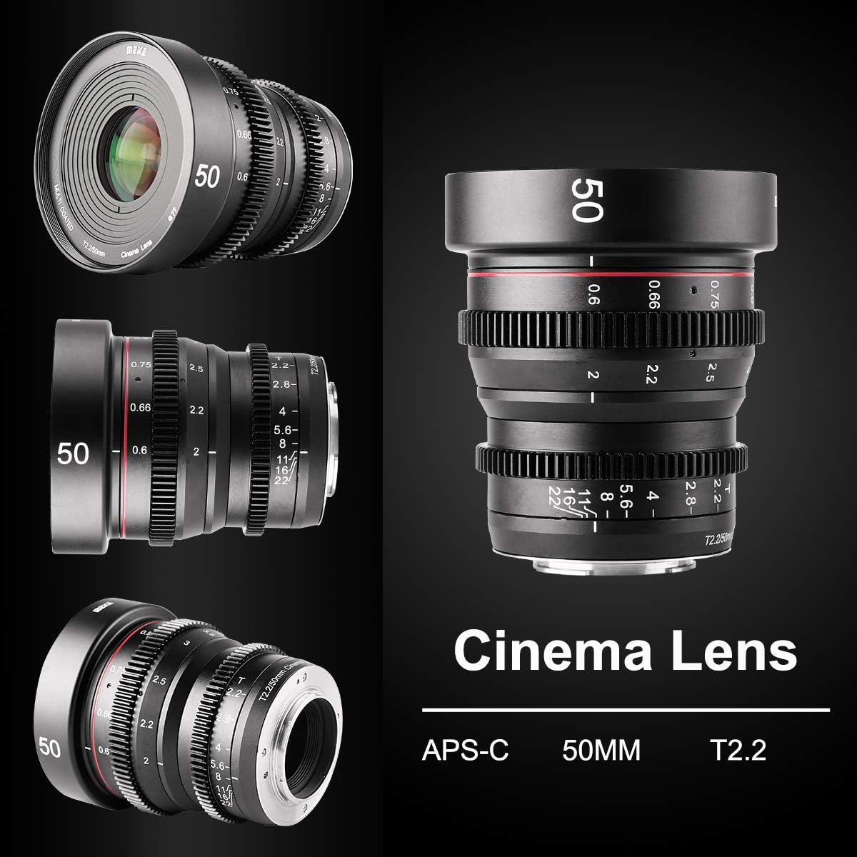 50mm T2.2 Manual Focus Wide-Angle Cinema Lens for M43 Micro Four Thirds MFT Mount Cameras G527