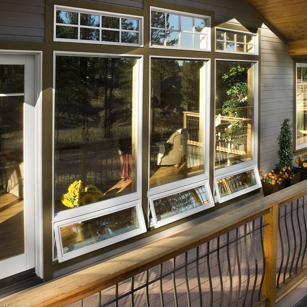 White Vinyl Awning Window with Colonial Grids U249
