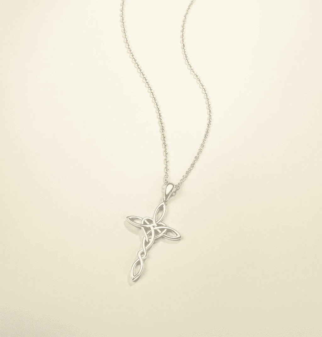 14K Gold Plated Sterling Silver Celtic Knot Cross Pendant Necklace L11112