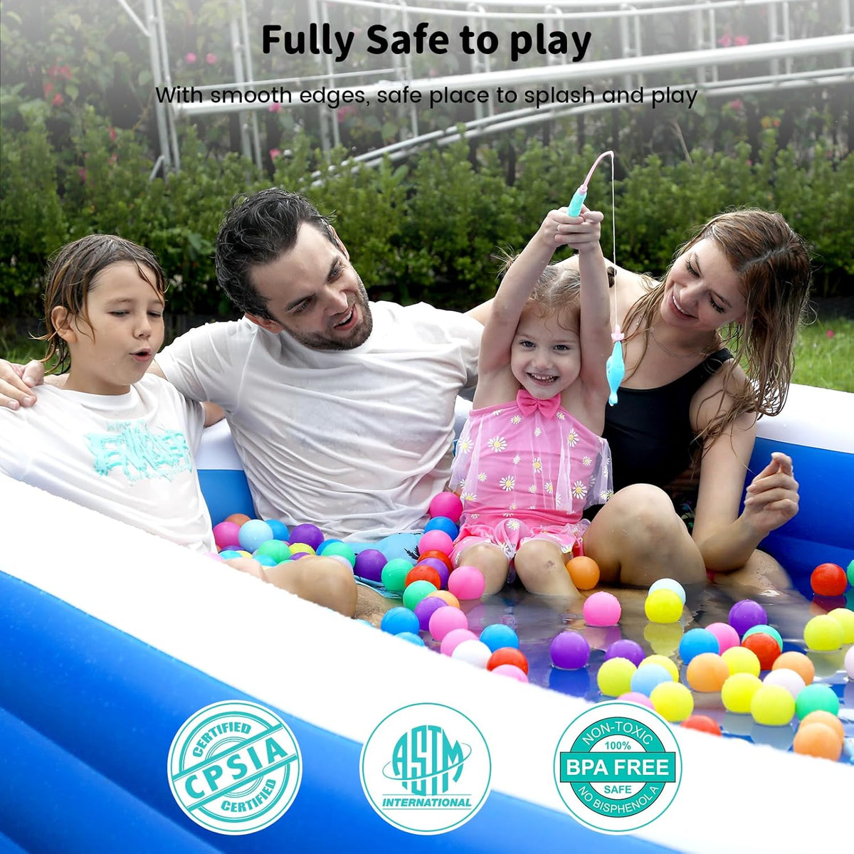Extra Large Inflatable Pool 130"x 72" x 22" Oversized Blow Up Pool with Pump X72234