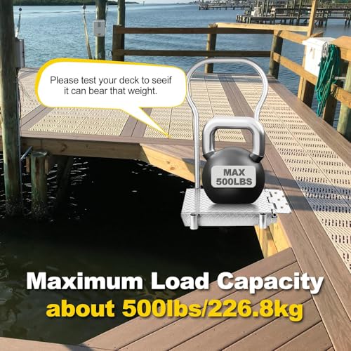 Folding Boat Boarding Platform with Handrail 500LBs Load Non-Slip Heavy Duty Steel U879719