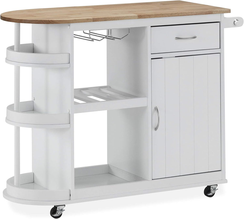 White Kitchen Cart with Wheels H713