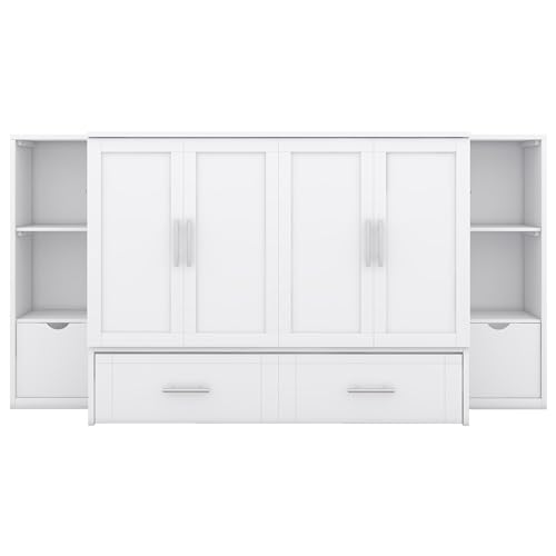 Queen Size Solid Wood Murphy Wall Bed with Storage Y616150