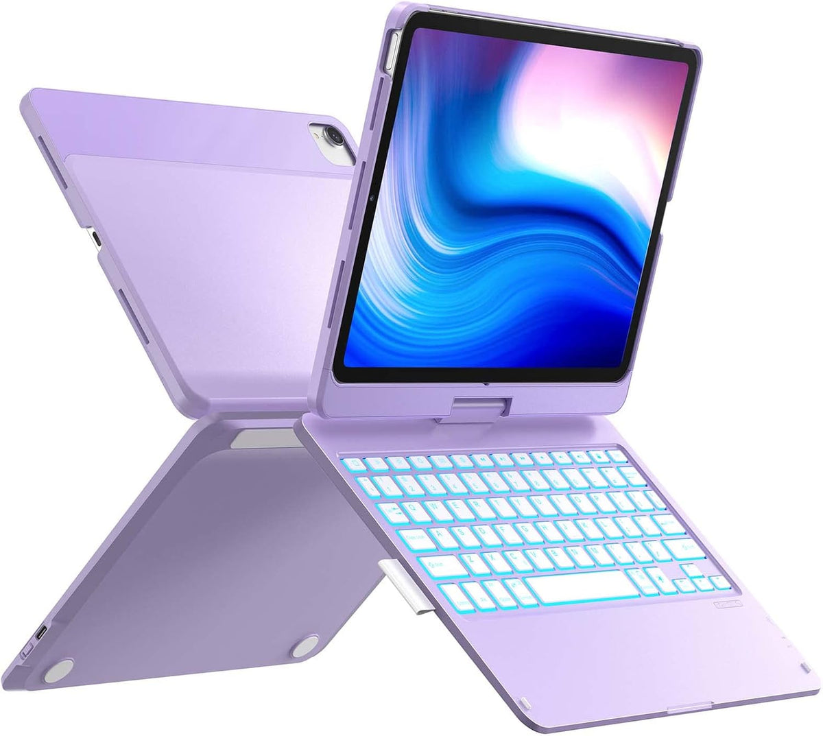 iPad Pro 11 Keyboard Case 360 Rotatable 7 Color Backlit Black Y985443