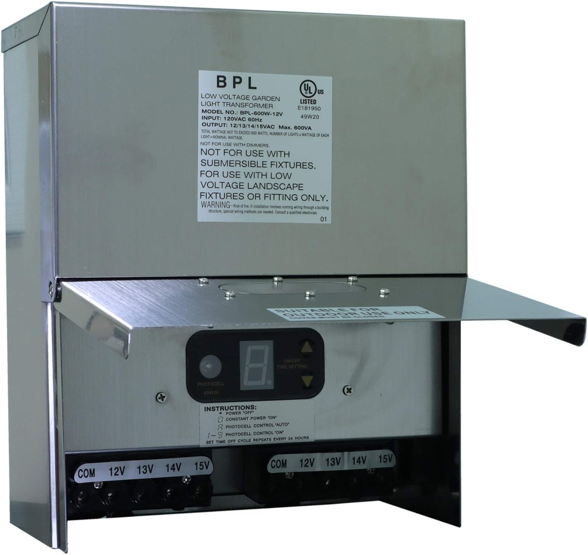 600W Multi Tap 120 Volt AC to 12-15 Volt Stainless Steel Transformer T668