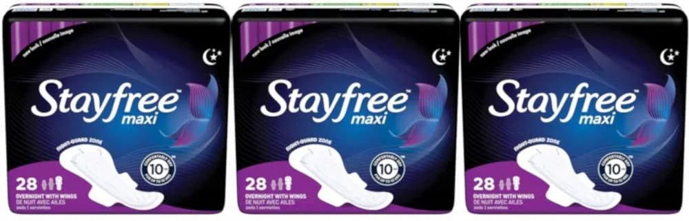 Overnight Maxi Pads With Wings 28 Each (Pack of 3) V4905