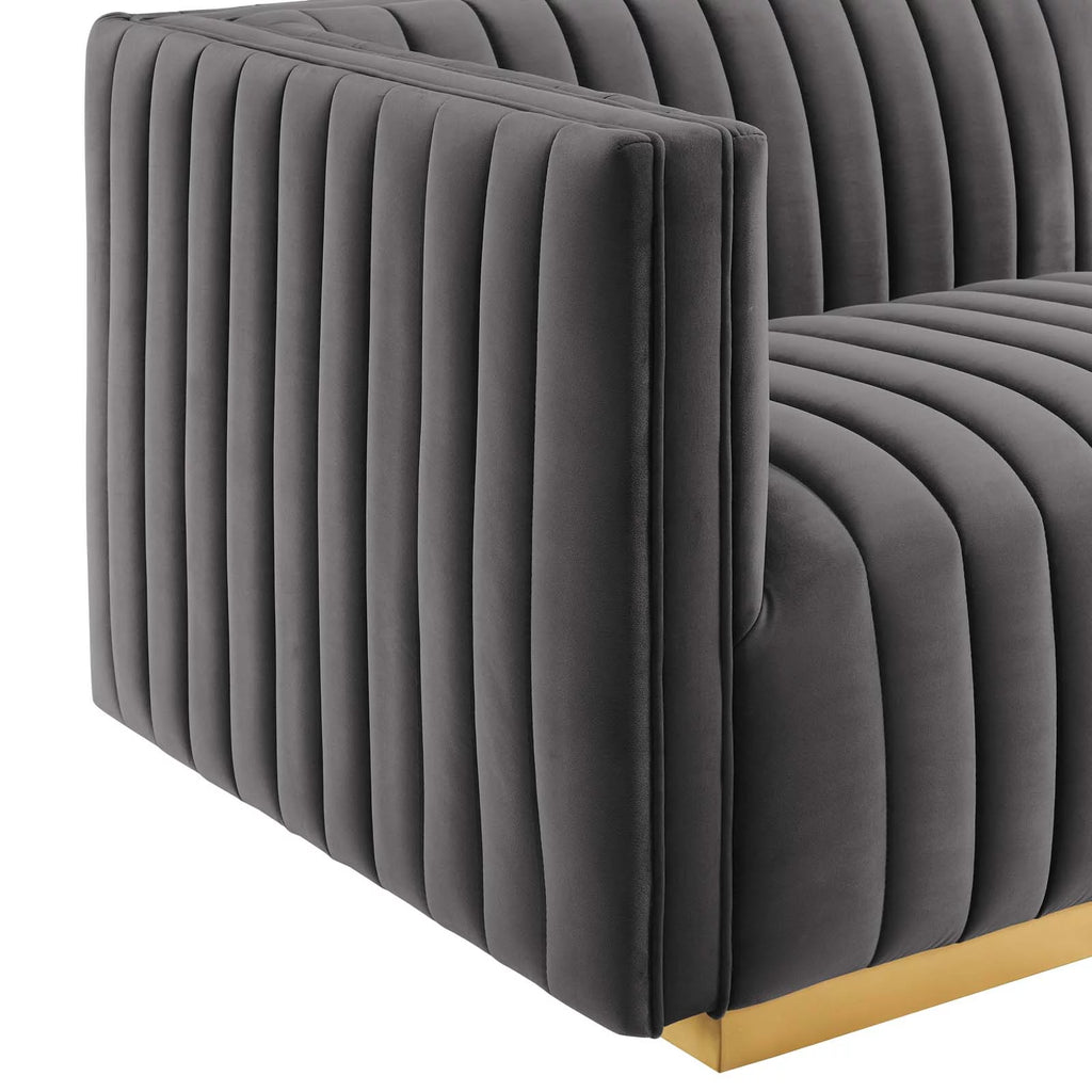 Gold Gray Velvet 4-Piece Sectional G294