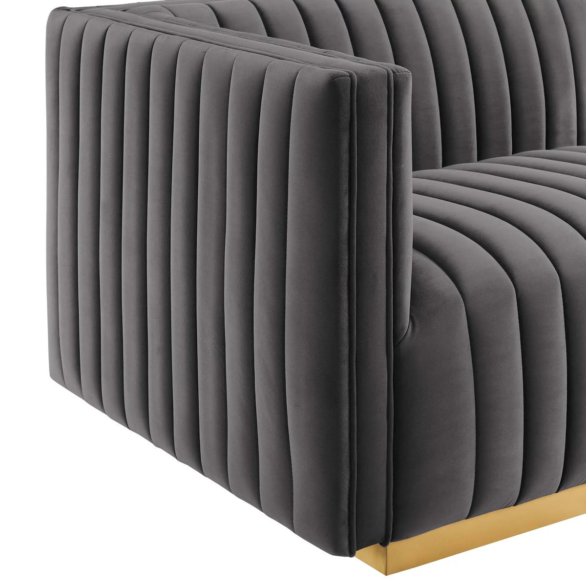 Gold Gray Velvet 4-Piece Sectional G294