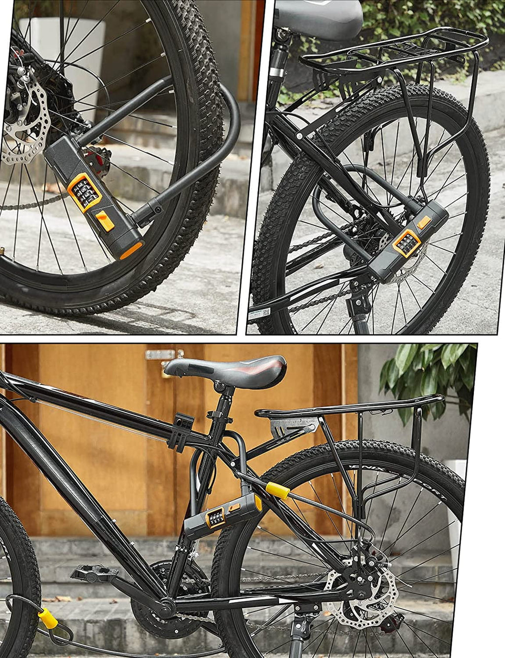 14.6mm Bike U Lock with 1800mm Steel Chain Cable and Mount Holder, 2 Pack W7377