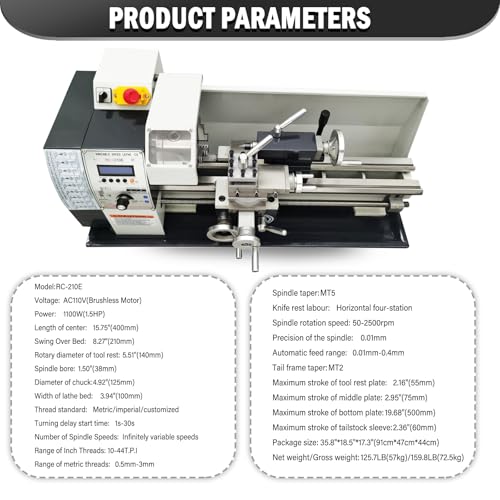 1100W Brushless Mini Metal Lathe 8"×16" Bench G46817