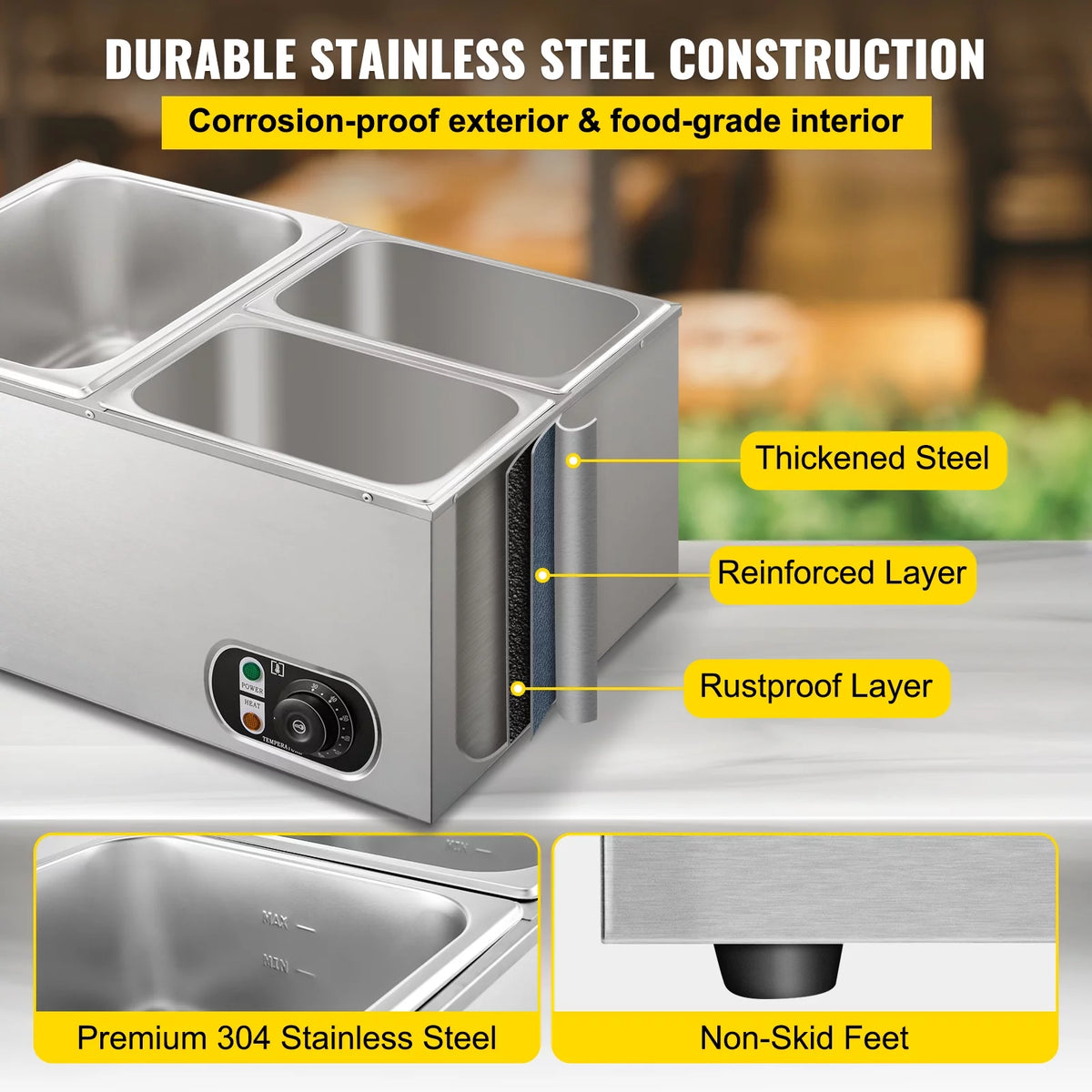 3-Pan Stainless Steel Commercial Food Warmer U205119