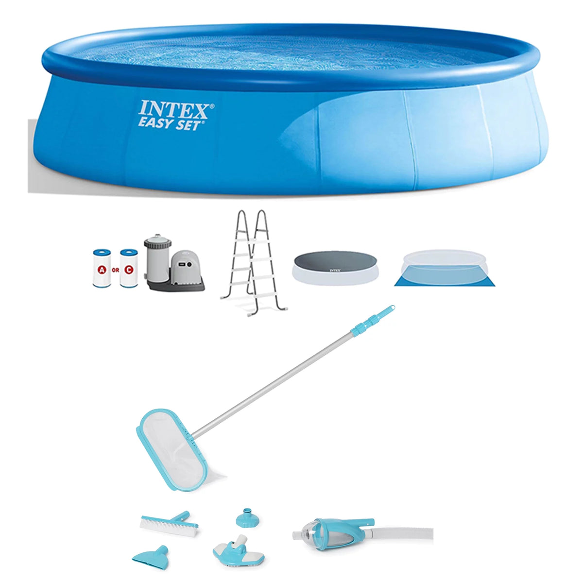 18'x48 Inflatable Pool with Pump, Ladder & Maintenance Kit I6958