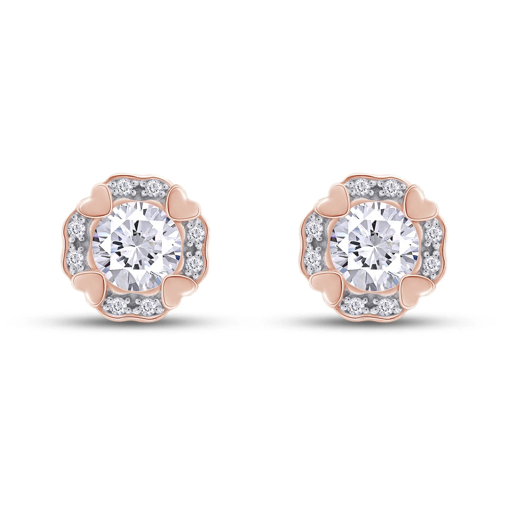 Moissanite Stud Earring 1 Carat 5MM D Color VVS1 Prong Setting 18K Rose Gold Over Sterling Silver Y441332