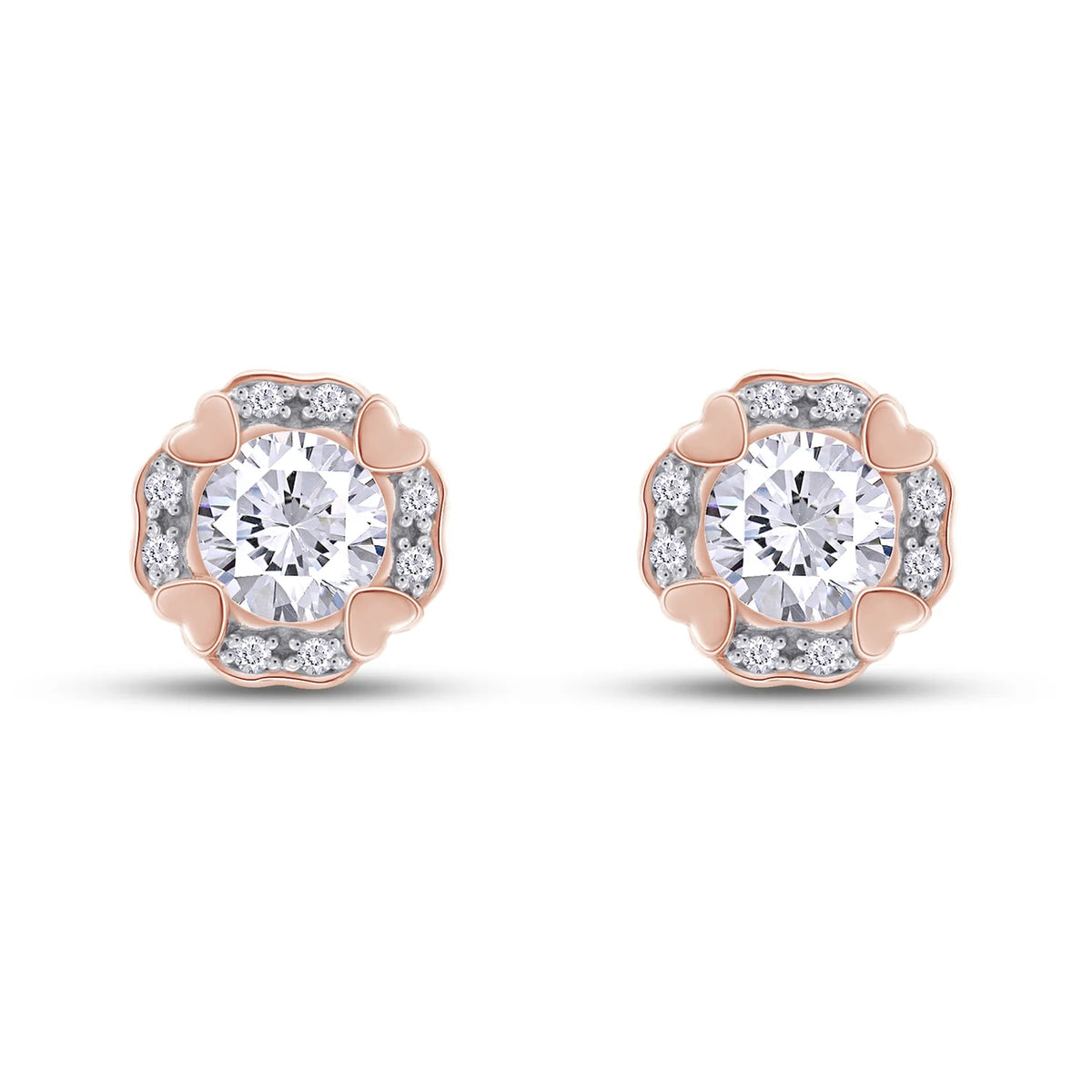 Moissanite Stud Earring 1 Carat 5MM D Color VVS1 Prong Setting 18K Rose Gold Over Sterling Silver Y441332
