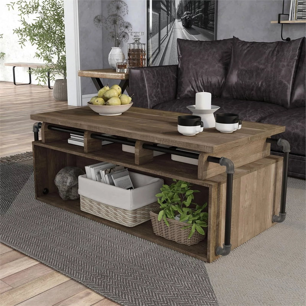 Modern Wood Lift-Top Coffee Table in Reclaimed Oak Z64817
