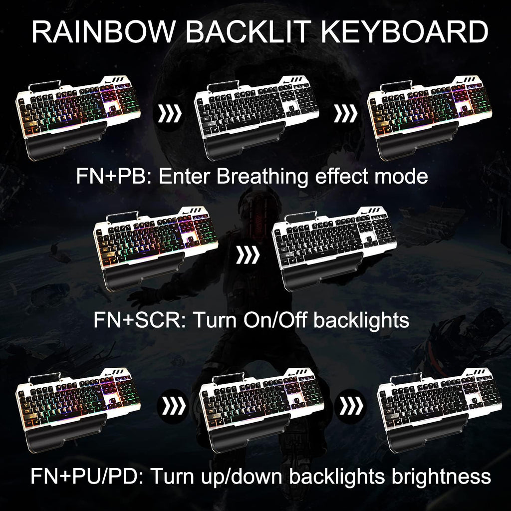 Wired Rainbow Led Backlit Gaming Keyboard and Mouse Combo D3312