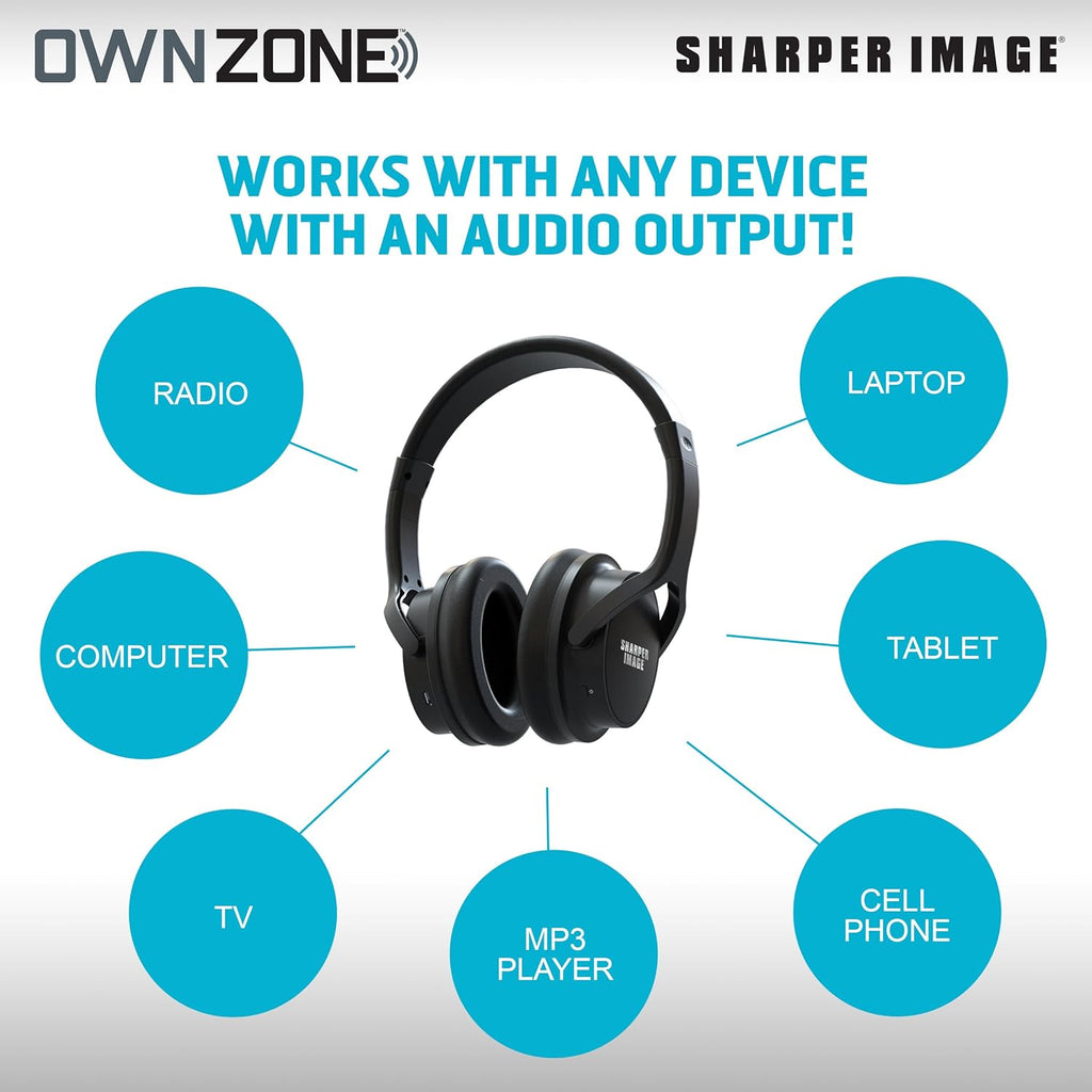 Wireless Rechargeable TV Headphones, Black, 2.4 GHz Y51613