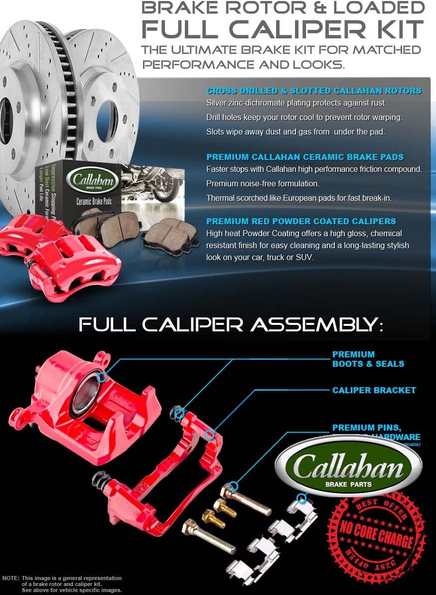 Powder Coated Red Calipers 8 Lug Rotors Ceramic Pads Kit S20670