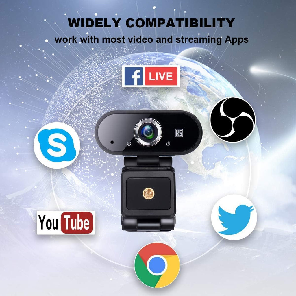 HD 1080P USB Webcam with Tripod and Privacy Cover, Pack of 2 E79621