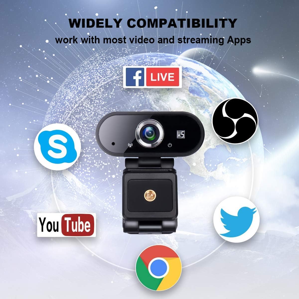 HD 1080P USB Webcam with Tripod and Privacy Cover, Pack of 2 E79621