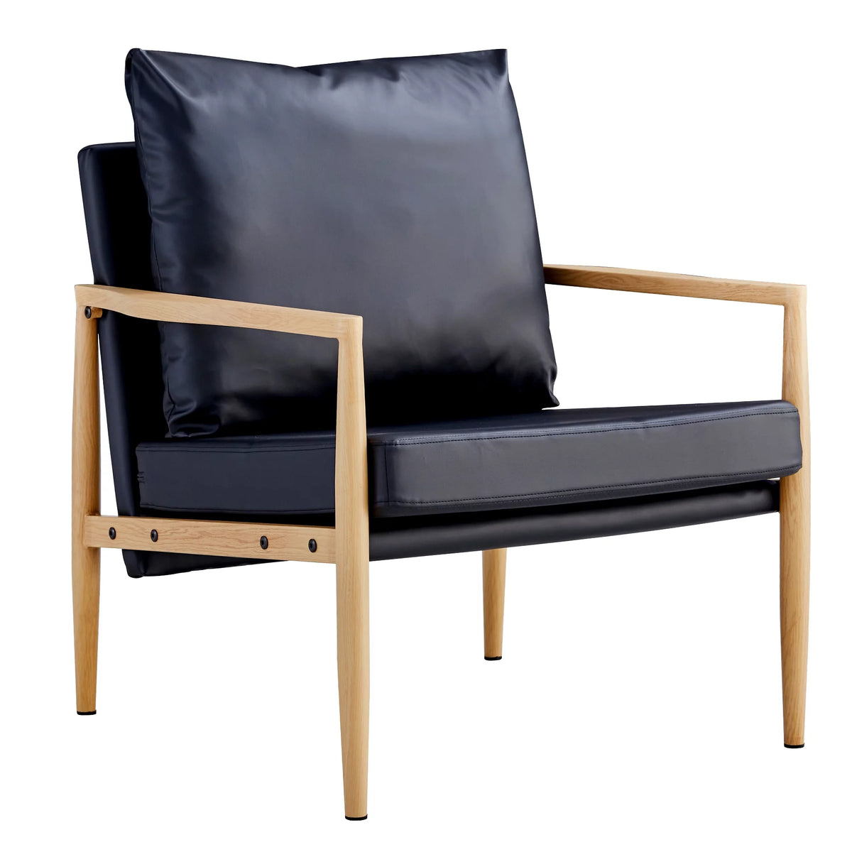Black PU Leather Upholstered Accent Armchair M5736