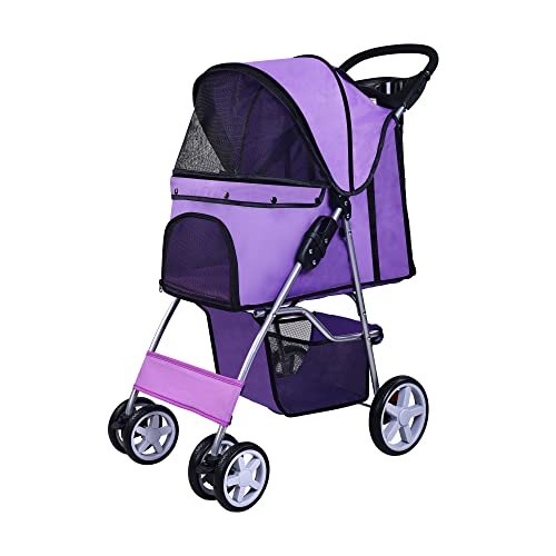4 Wheel Folding Pet Stroller with Detachable Carrier N5603