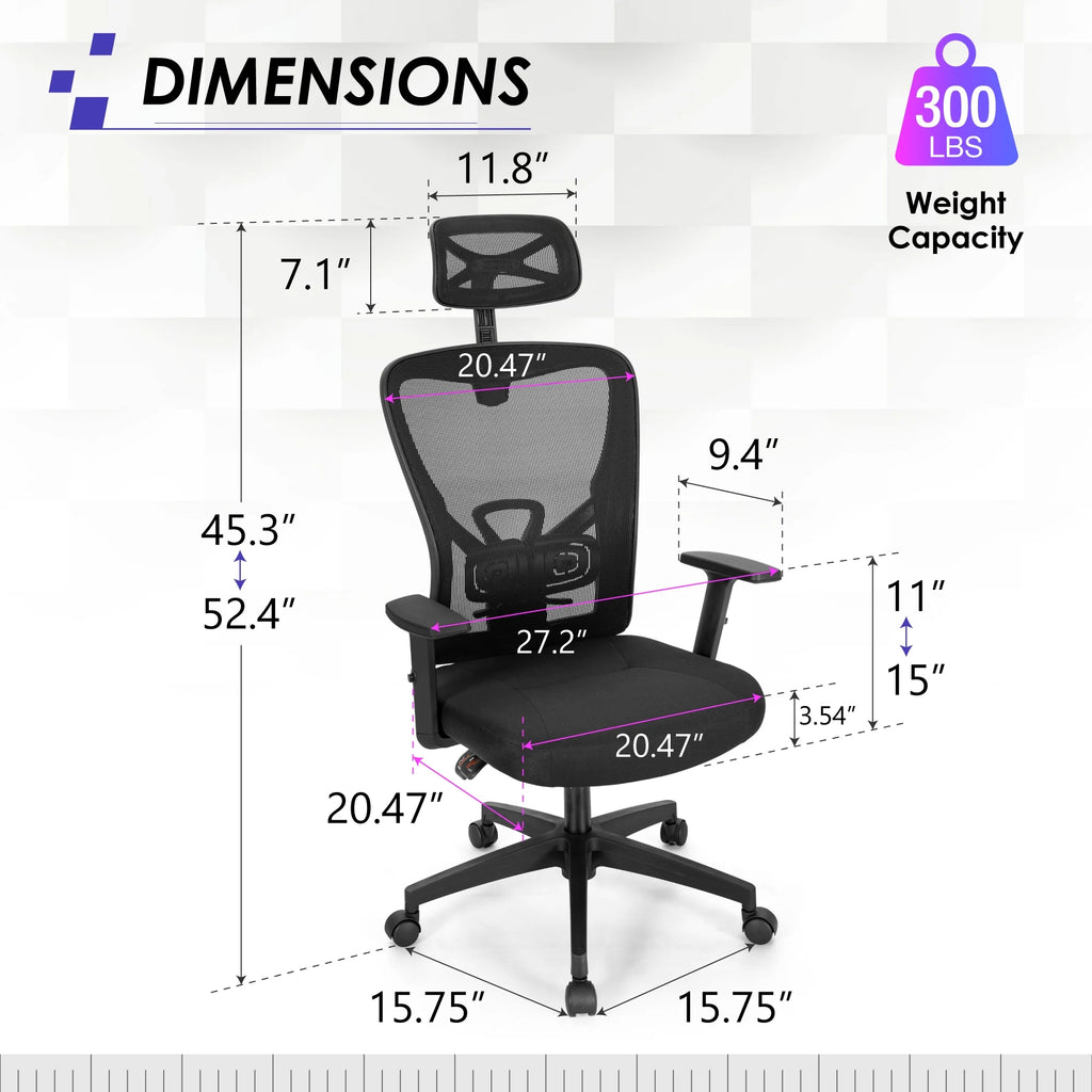 Black High Back Mesh Ergonomic Office Chair M8945
