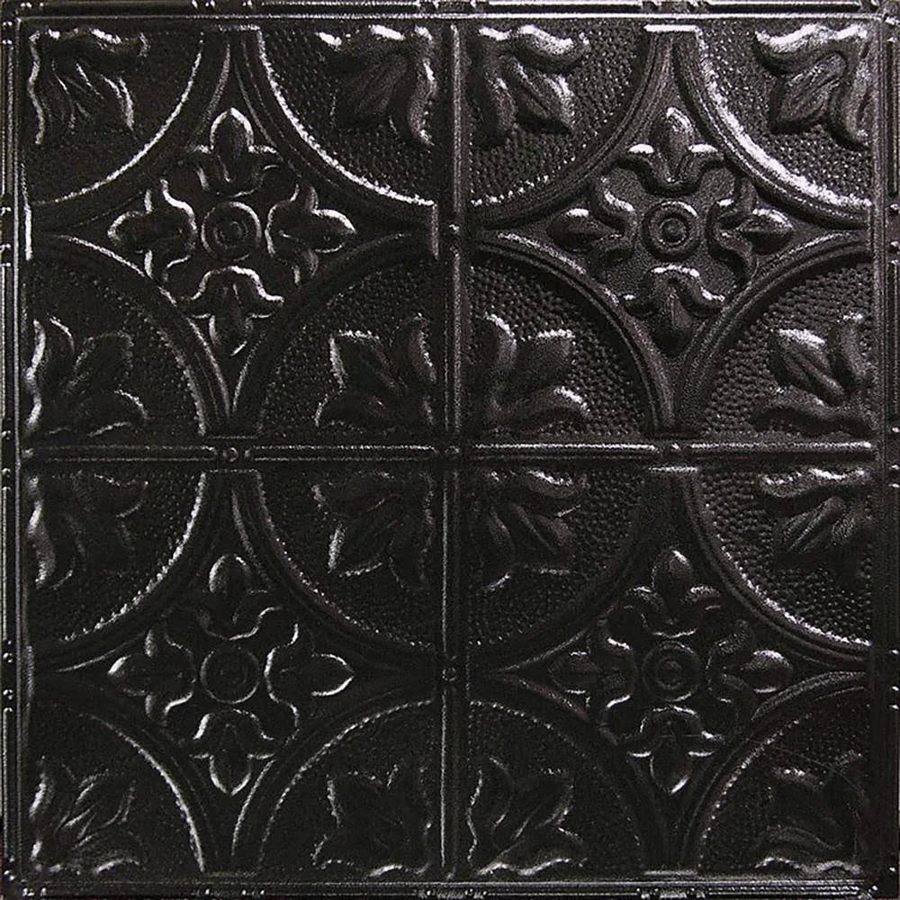 Textured Black Satin Nail Up Tin Ceiling Tile Q73365