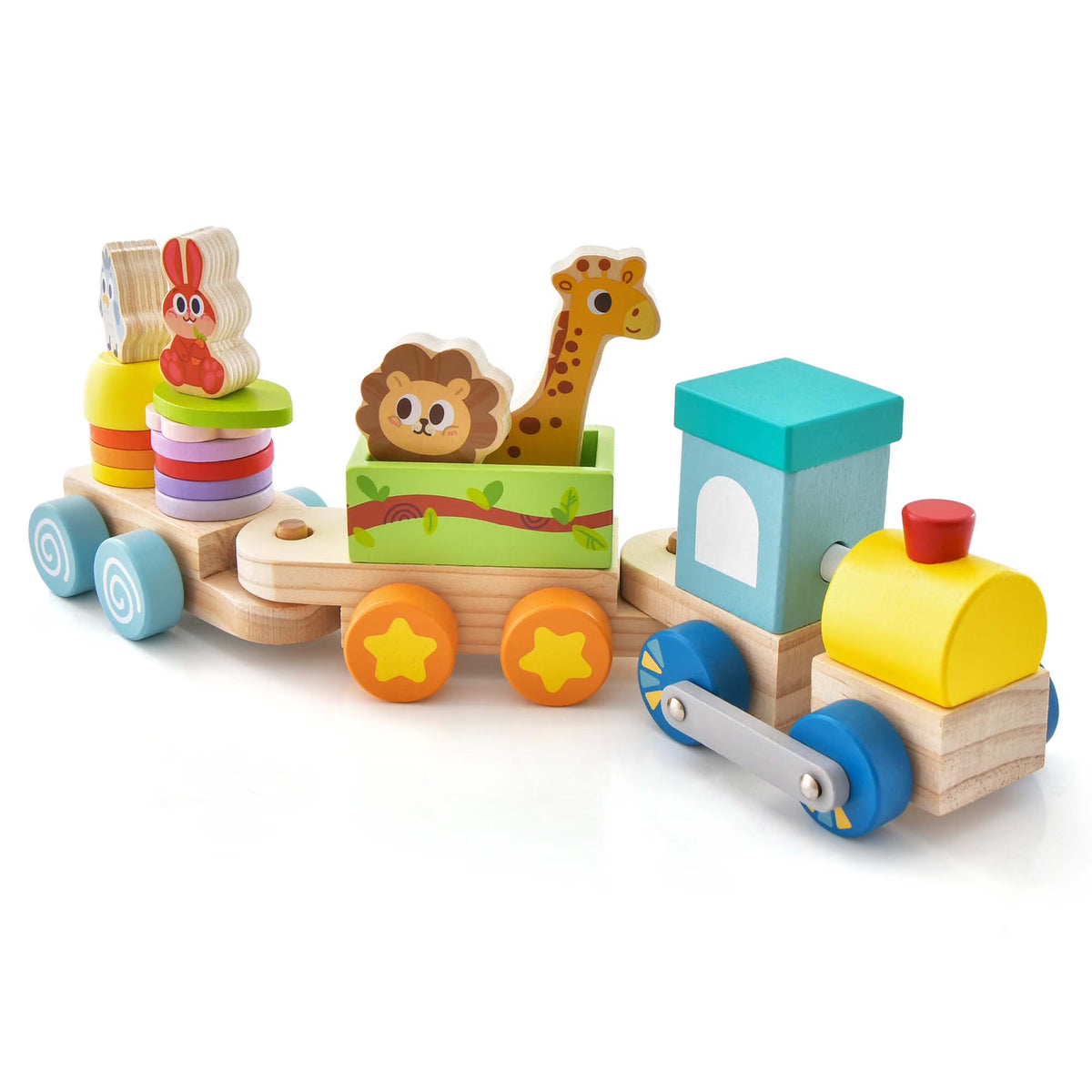Wooden Stackable Train Set with Animal Toys & Locomotive U28573