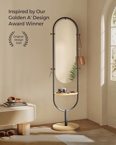 Oak Beige and Ink Black Full-Length Floor Mirror O800012