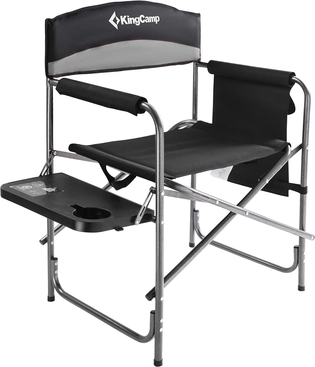 Heavy Duty Folding Camping Directors Chair with Side Table Storage Pockets B1446