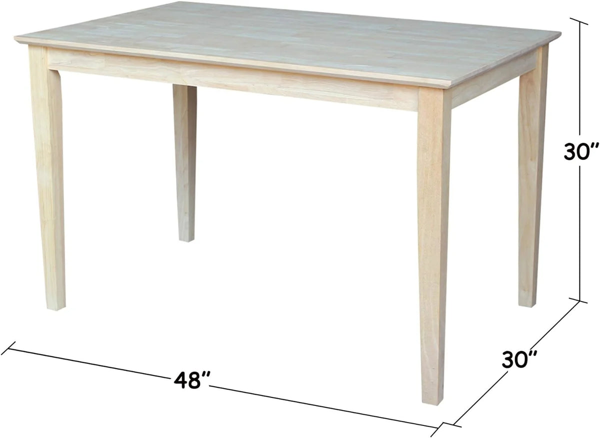 Solid Wood Table Top with Shaker Legs, 30 Inch, Unfinished Z822534