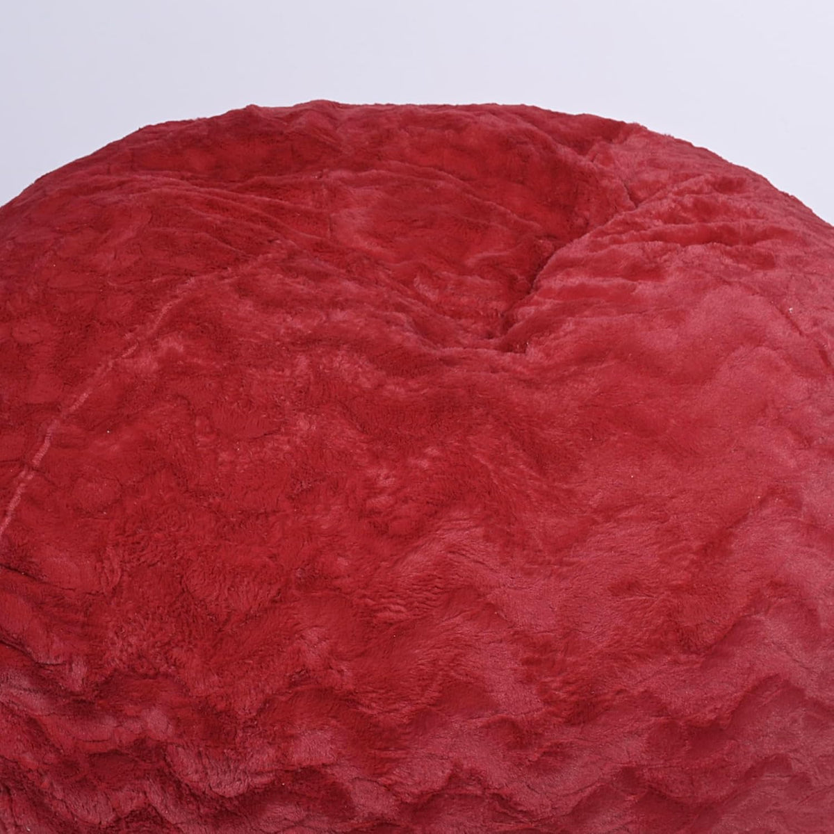 Red Faux Fur Bean Bag Chair with Memory Foam T8370