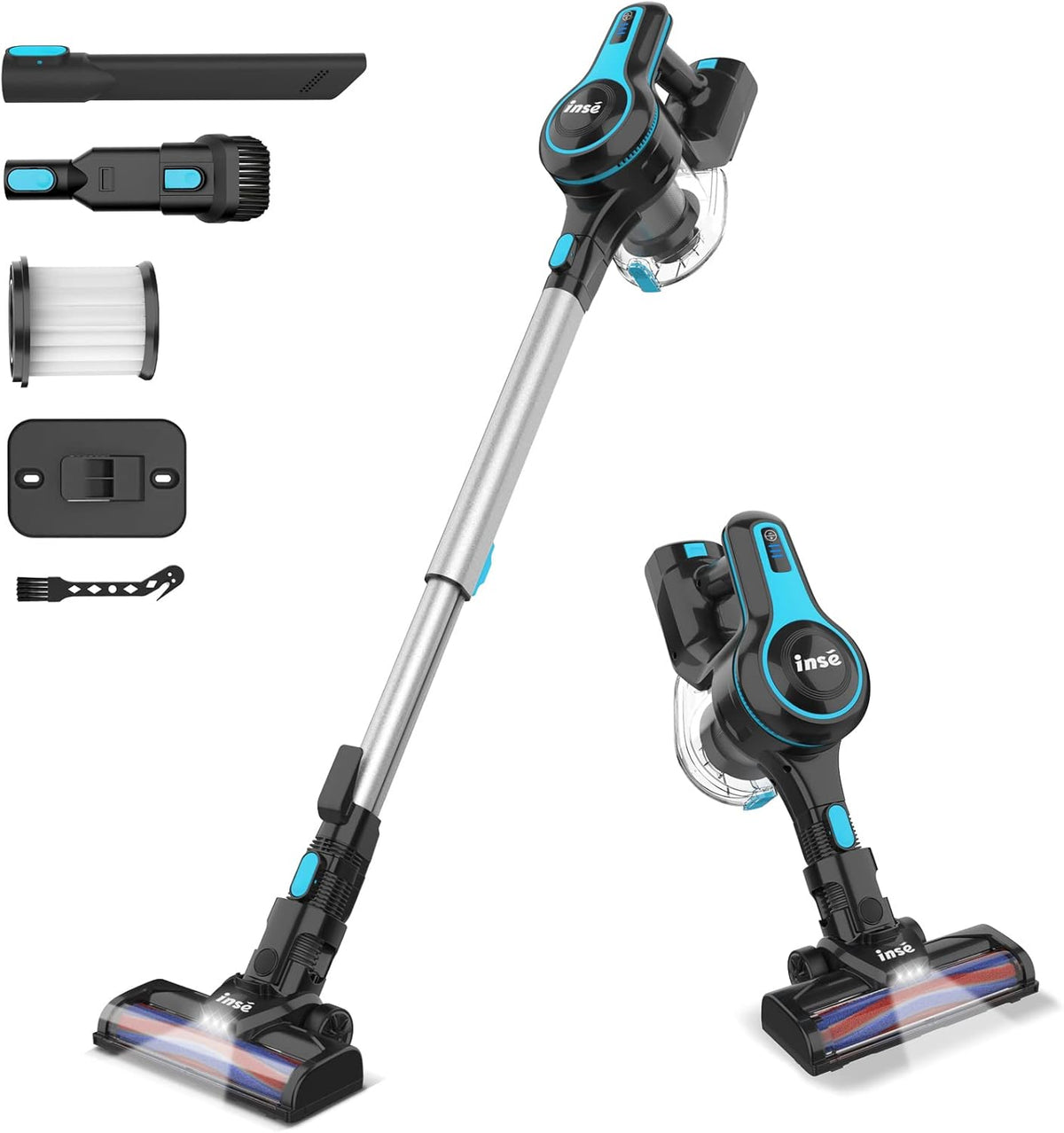 6-in-1 Rechargeable Stick Vacuum with 2200 mAh Battery, Blue N342