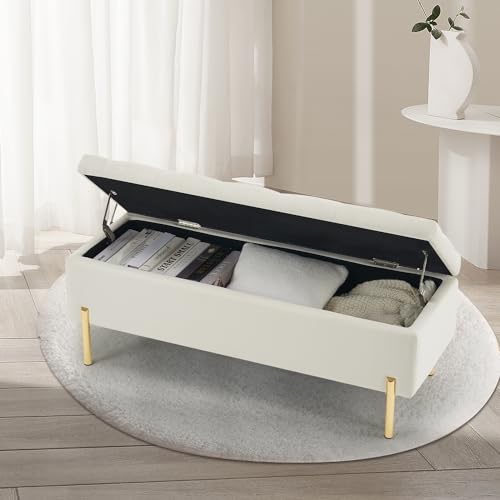 Grey Velvet Storage Bench Ottoman with Soft Close Lid V321692