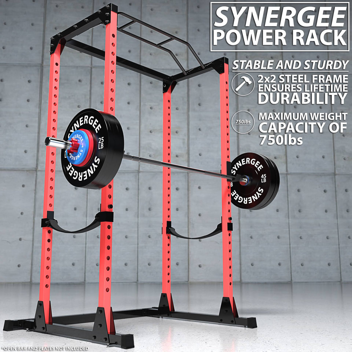 Black Red Steel Power Rack with Pull Up Bar V3631