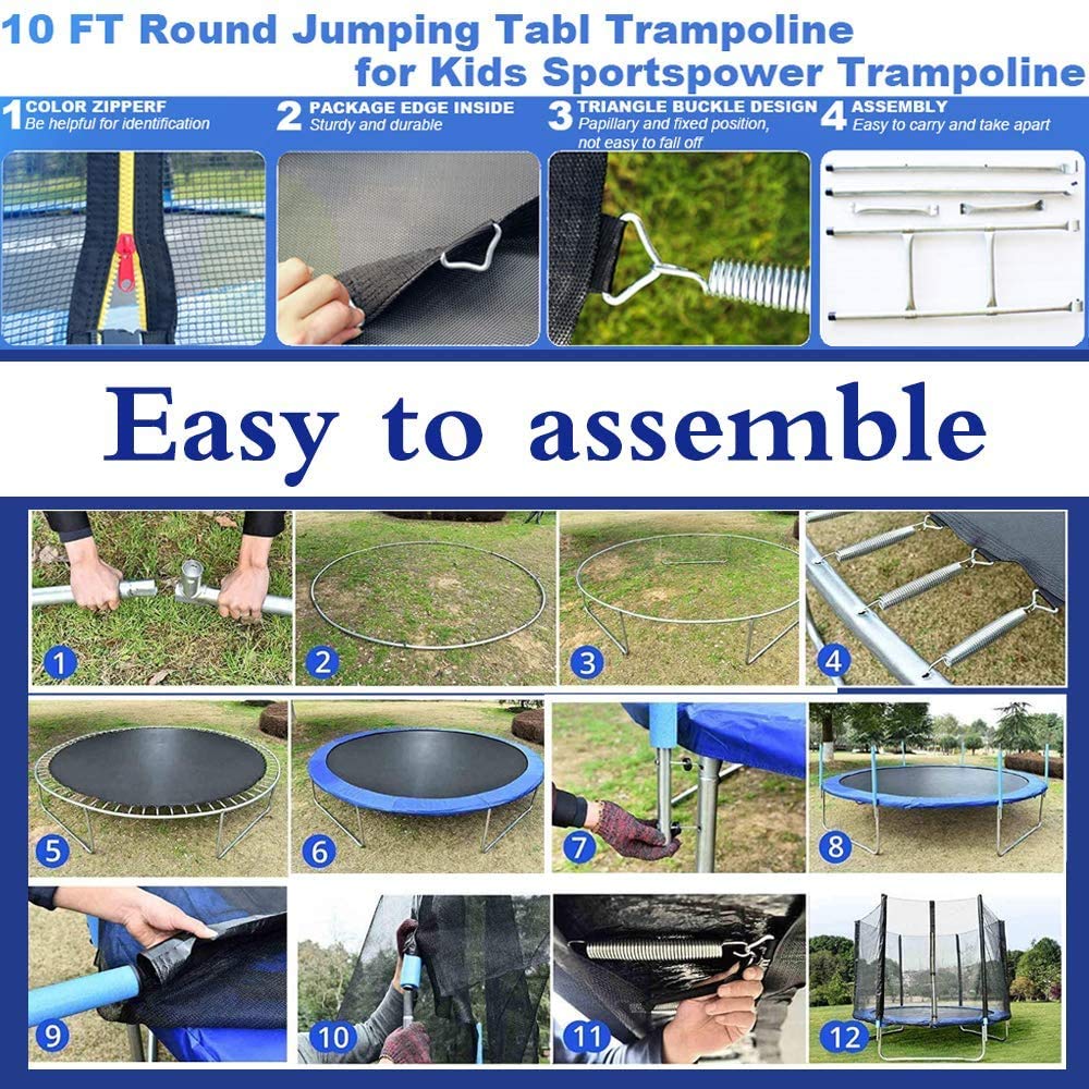 10 FT Trampoline with Safety Enclosure Net Spring Pad Y40505