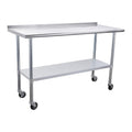Stainless Steel Table 24 x 60 Inches with Caster Wheels and Undershelf P187