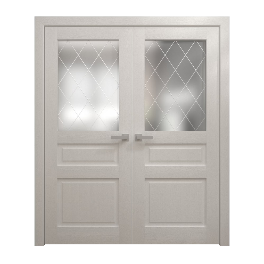 Solid French Double Doors 36 x 80 inches Painted White Oak Wood Interior Z37664