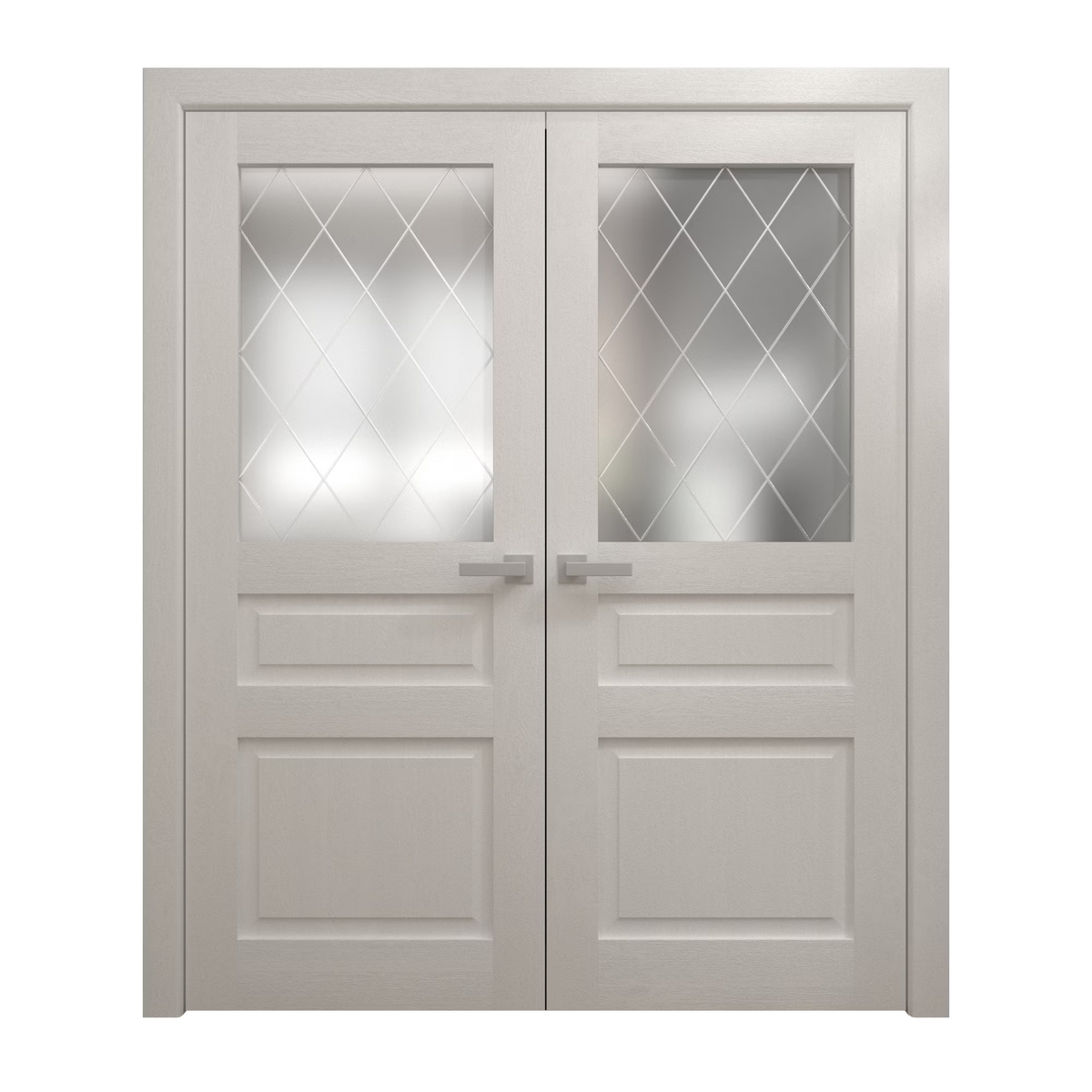 Solid French Double Doors 36 x 80 inches Painted White Oak Wood Interior Z37664