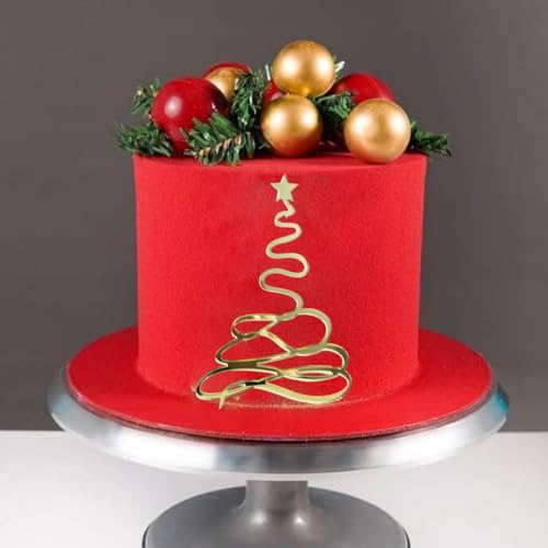 12 Pcs Acrylic Gold Mirror Christmas Cake Toppers Y13797