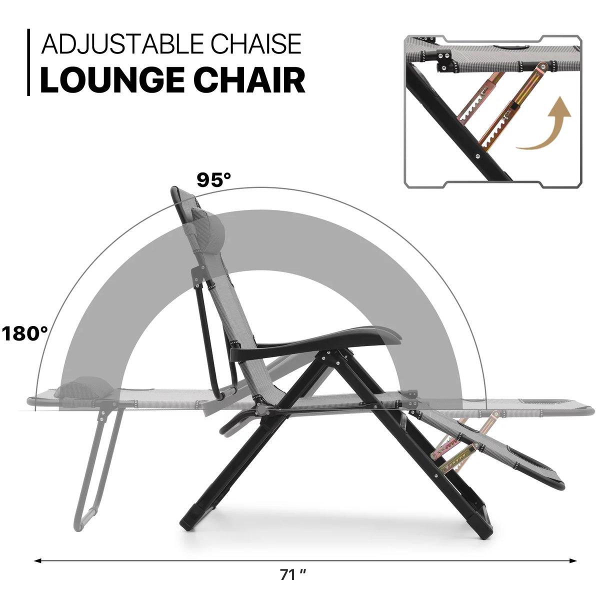 Grey Adjustable Zero Gravity Lounge Chair A40735