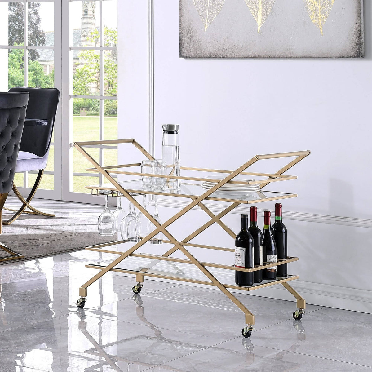 Gold Metal Bar Cart Y928506