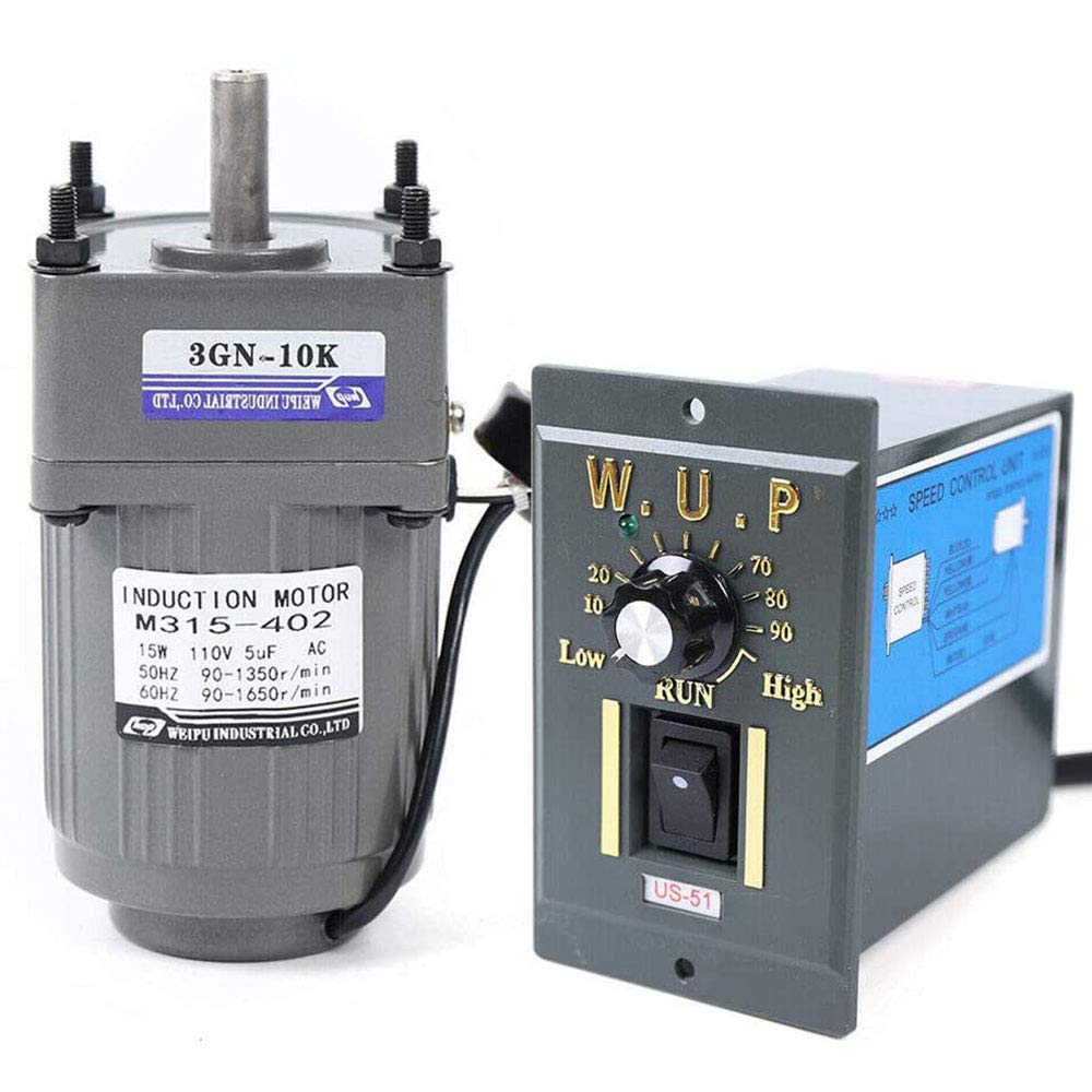 Electric Motor Variable Speed Controller 1:10 125RPM 110V 15W Single-Phase W172