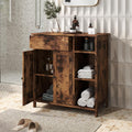 Free-Standing Bathroom Cabinet with 2 Door Drawer Adjustable Shelf 3 Open Shelves E233
