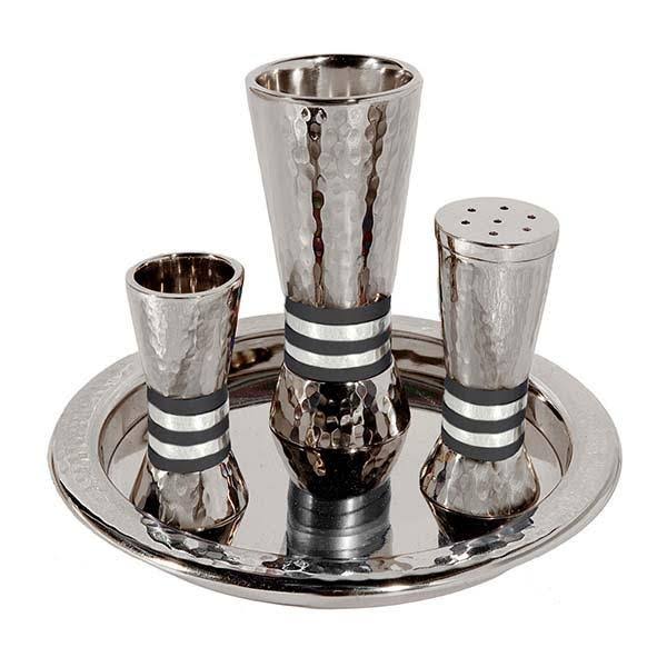 Aluminum Havdalah Set with Black Rings B903